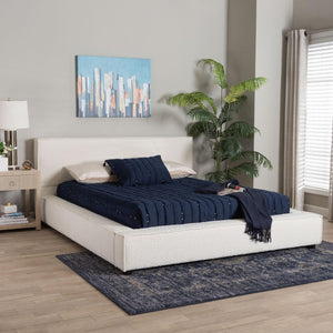 Baxton Studio Baxton Studio Bardia Cream Boucle Queen Platform Bed - Modern Design with Wide Railing & Comfort BBT61216-Cream-Queen