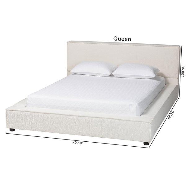 Baxton Studio Baxton Studio Bardia Cream Boucle Queen Platform Bed - Modern Design with Wide Railing & Comfort BBT61216-Cream-Queen