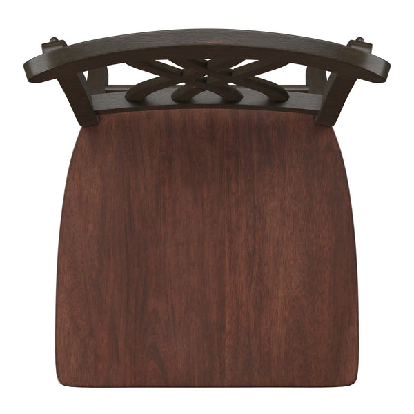 Austin Rubberwood Counter Stools Set of Two with Ornate Carved Open Back Design