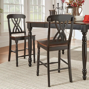 Austin Rubberwood Counter Stools Set of Two with Ornate Carved Open Back Design