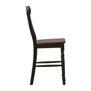 Austin Rubberwood Counter Stools Set of Two with Ornate Carved Open Back Design
