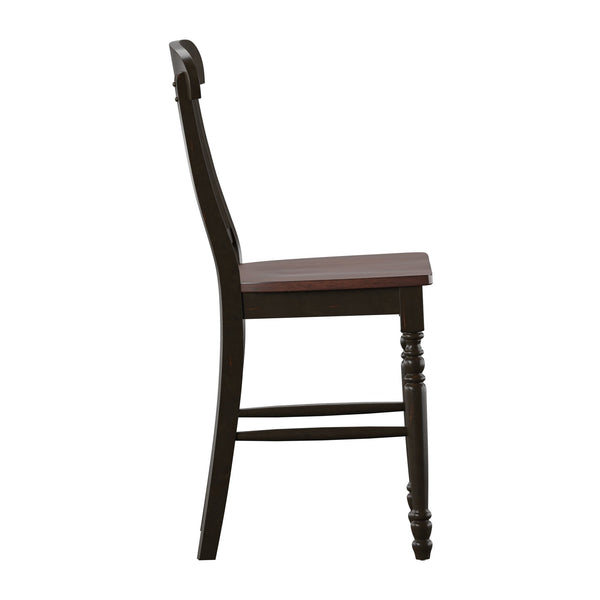 Austin Rubberwood Counter Stools Set of Two with Ornate Carved Open Back Design