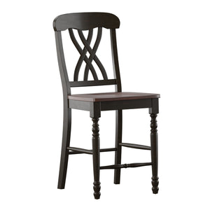 Austin Rubberwood Counter Stools Set of Two with Ornate Carved Open Back Design