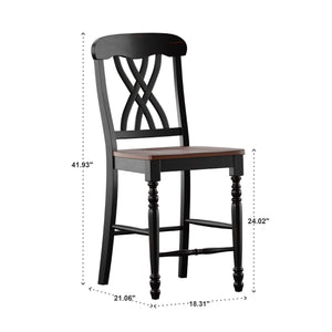 Austin Rubberwood Counter Stools Set of Two with Ornate Carved Open Back Design