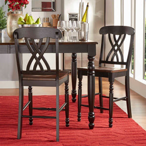 Austin Rubberwood Counter Stools Set of Two with Ornate Carved Open Back Design