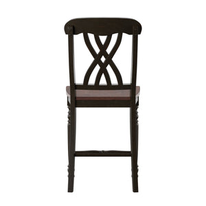 Austin Rubberwood Counter Stools Set of Two with Ornate Carved Open Back Design