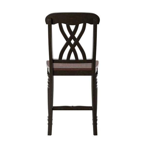 Austin Rubberwood Counter Stools Set of Two with Ornate Carved Open Back Design