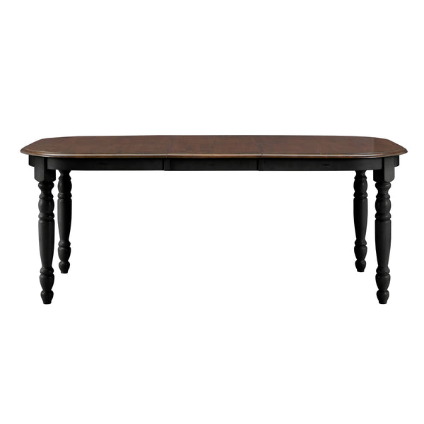 Austin Extendable Rubberwood Dining Table with Turned Legs and Farmhouse Style Design