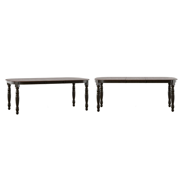 Austin Extendable Rubberwood Dining Table with Turned Legs and Farmhouse Style Design