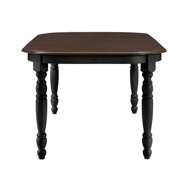 Austin Extendable Rubberwood Dining Table with Turned Legs and Farmhouse Style Design