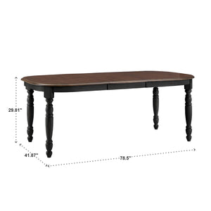 Austin Extendable Rubberwood Dining Table with Turned Legs and Farmhouse Style Design