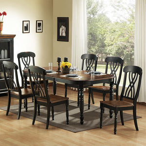 Austin Extendable Rubberwood Dining Table with Turned Legs and Farmhouse Style Design