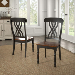 Austin Solid Rubberwood Dining Chair Set with Carved Back and Turned Legs Classic Style