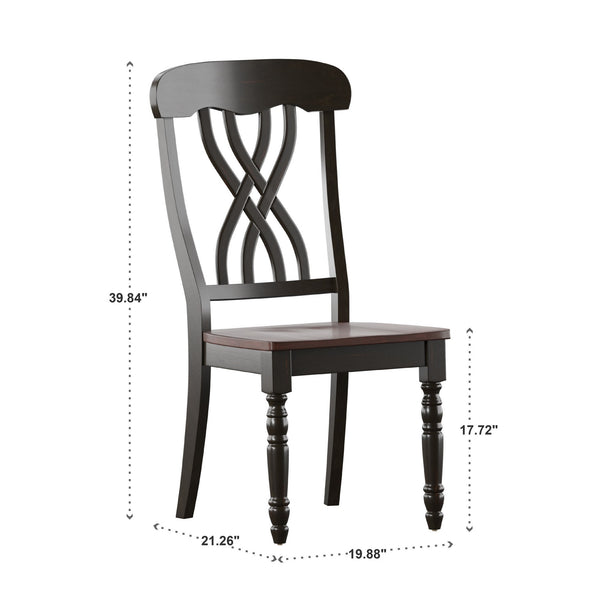 Austin Solid Rubberwood Dining Chair Set with Carved Back and Turned Legs Classic Style