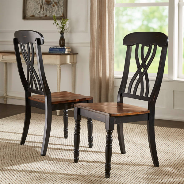 Austin Solid Rubberwood Dining Chair Set with Carved Back and Turned Legs Classic Style