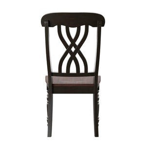 Austin Solid Rubberwood Dining Chair Set with Carved Back and Turned Legs Classic Style