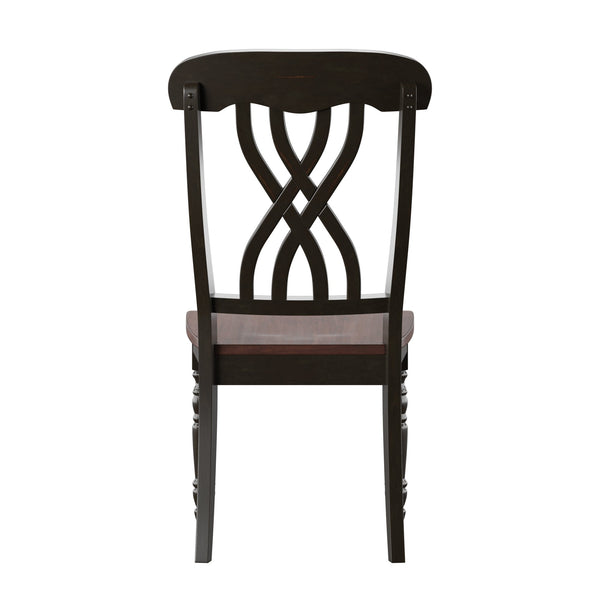 Austin Solid Rubberwood Dining Chair Set with Carved Back and Turned Legs Classic Style