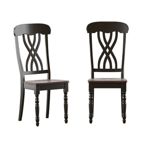 Austin Solid Rubberwood Dining Chair Set with Carved Back and Turned Legs Classic Style