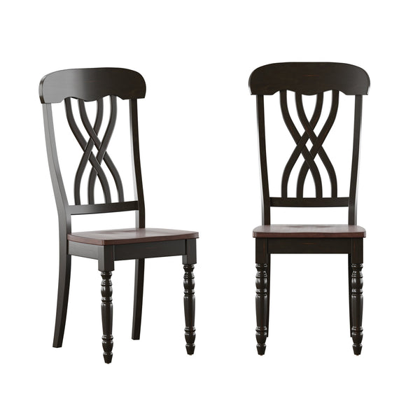 Austin Solid Rubberwood Dining Chair Set with Carved Back and Turned Legs Classic Style