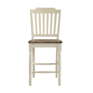 Solid Rubberwood Counter Stools Set of 2 with Traditional Carved Detail and Slatted Back
