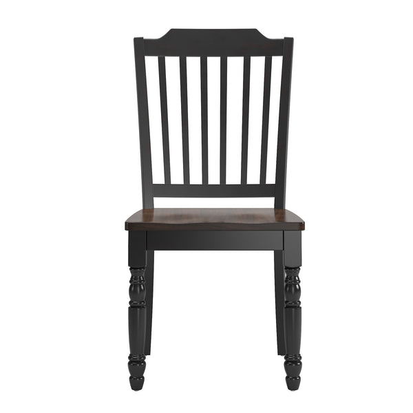 Austin Rubberwood Dining Chair Set with Slatted Back and Two-tone Traditional Finish
