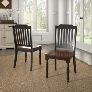 Austin Rubberwood Dining Chair Set with Slatted Back and Two-tone Traditional Finish