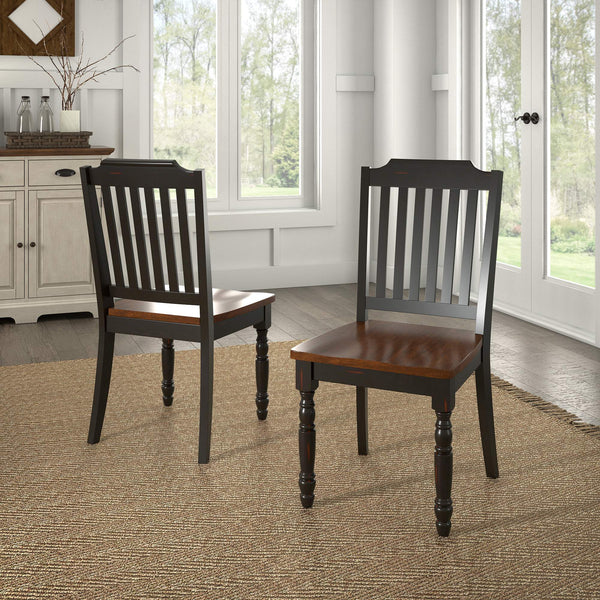 Austin Rubberwood Dining Chair Set with Slatted Back and Two-tone Traditional Finish