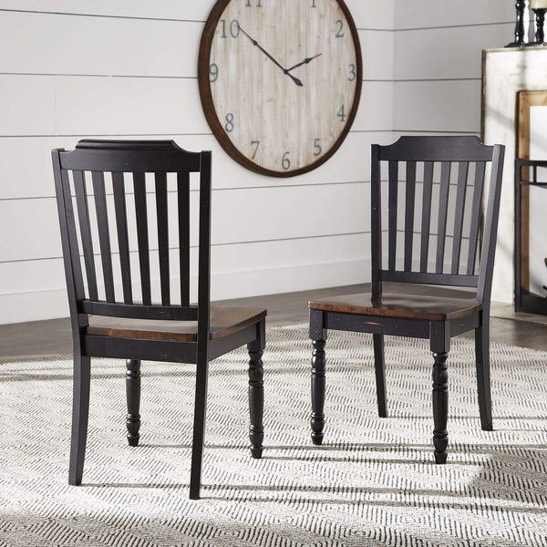 Austin Rubberwood Dining Chair Set with Slatted Back and Two-tone Traditional Finish