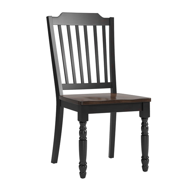 Austin Rubberwood Dining Chair Set with Slatted Back and Two-tone Traditional Finish