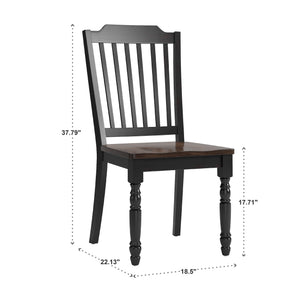Austin Rubberwood Dining Chair Set with Slatted Back and Two-tone Traditional Finish