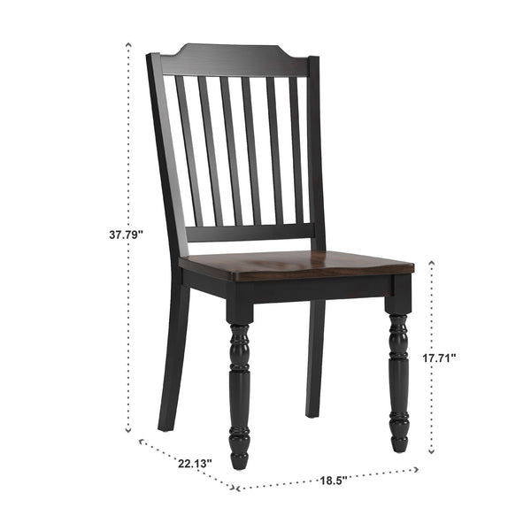 Austin Rubberwood Dining Chair Set with Slatted Back and Two-tone Traditional Finish