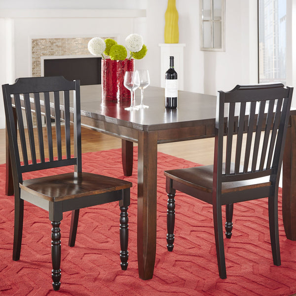 Austin Rubberwood Dining Chair Set with Slatted Back and Two-tone Traditional Finish