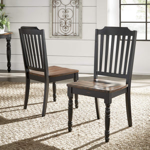 Austin Rubberwood Dining Chair Set with Slatted Back and Two-tone Traditional Finish