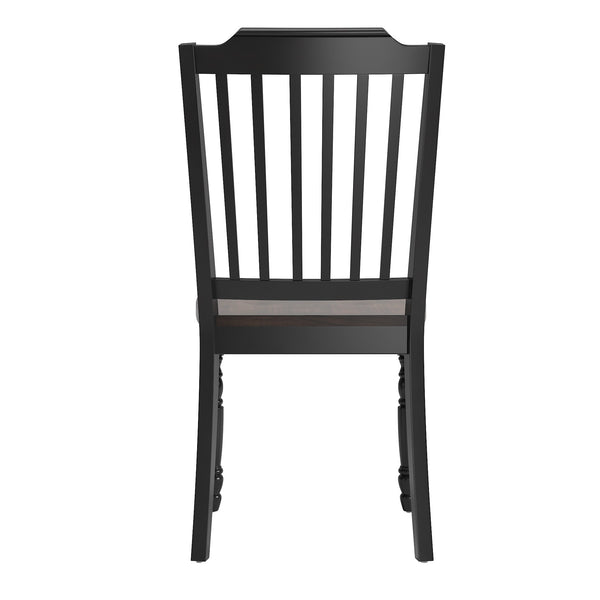 Austin Rubberwood Dining Chair Set with Slatted Back and Two-tone Traditional Finish