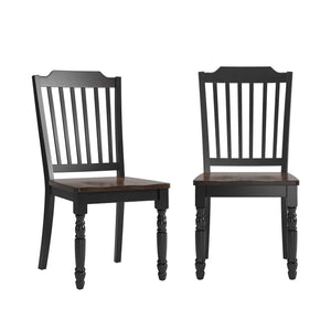 Austin Rubberwood Dining Chair Set with Slatted Back and Two-tone Traditional Finish