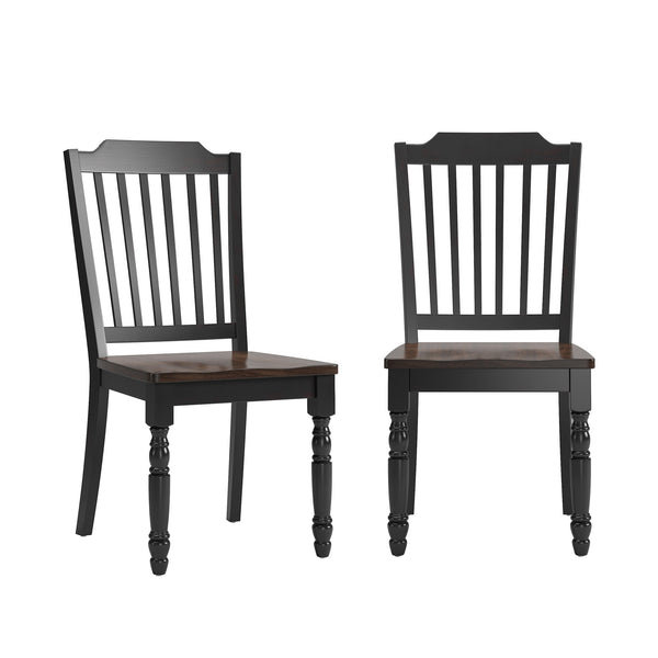 Austin Rubberwood Dining Chair Set with Slatted Back and Two-tone Traditional Finish