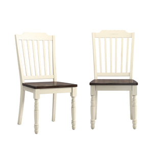 Austin Rubberwood Dining Chair Set with Slatted Back and Two-tone Traditional Finish