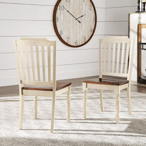 Austin Rubberwood Dining Chair Set with Slatted Back and Two-tone Traditional Finish