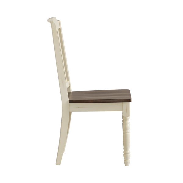 Austin Rubberwood Dining Chair Set with Slatted Back and Two-tone Traditional Finish