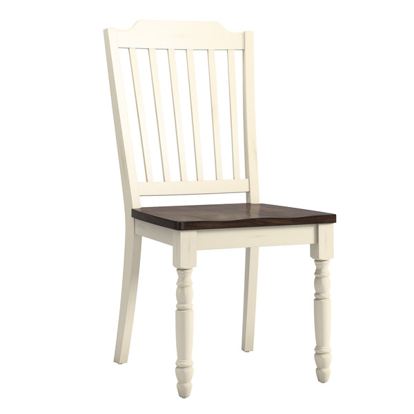 Austin Rubberwood Dining Chair Set with Slatted Back and Two-tone Traditional Finish
