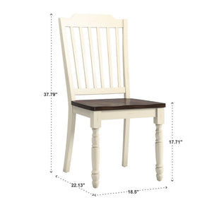 Austin Rubberwood Dining Chair Set with Slatted Back and Two-tone Traditional Finish