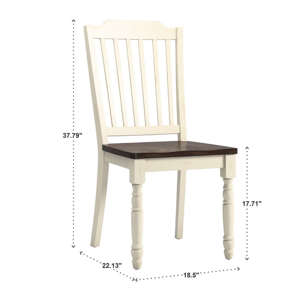 Austin Rubberwood Dining Chair Set with Slatted Back and Two-tone Traditional Finish