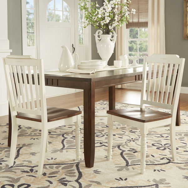 Austin Rubberwood Dining Chair Set with Slatted Back and Two-tone Traditional Finish