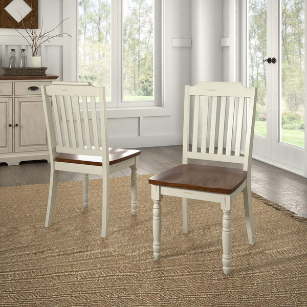 Austin Rubberwood Dining Chair Set with Slatted Back and Two-tone Traditional Finish