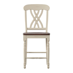 Austin Rubberwood Counter Stools Set of Two with Ornate Carved Open Back Design