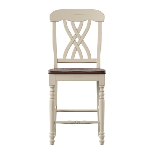 Austin Rubberwood Counter Stools Set of Two with Ornate Carved Open Back Design
