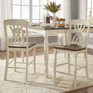 Austin Rubberwood Counter Stools Set of Two with Ornate Carved Open Back Design