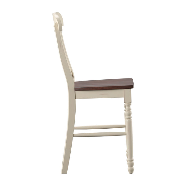Austin Rubberwood Counter Stools Set of Two with Ornate Carved Open Back Design