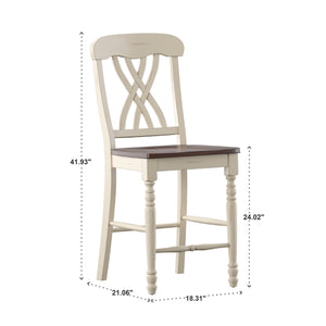 Austin Rubberwood Counter Stools Set of Two with Ornate Carved Open Back Design