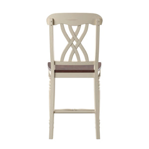 Austin Rubberwood Counter Stools Set of Two with Ornate Carved Open Back Design